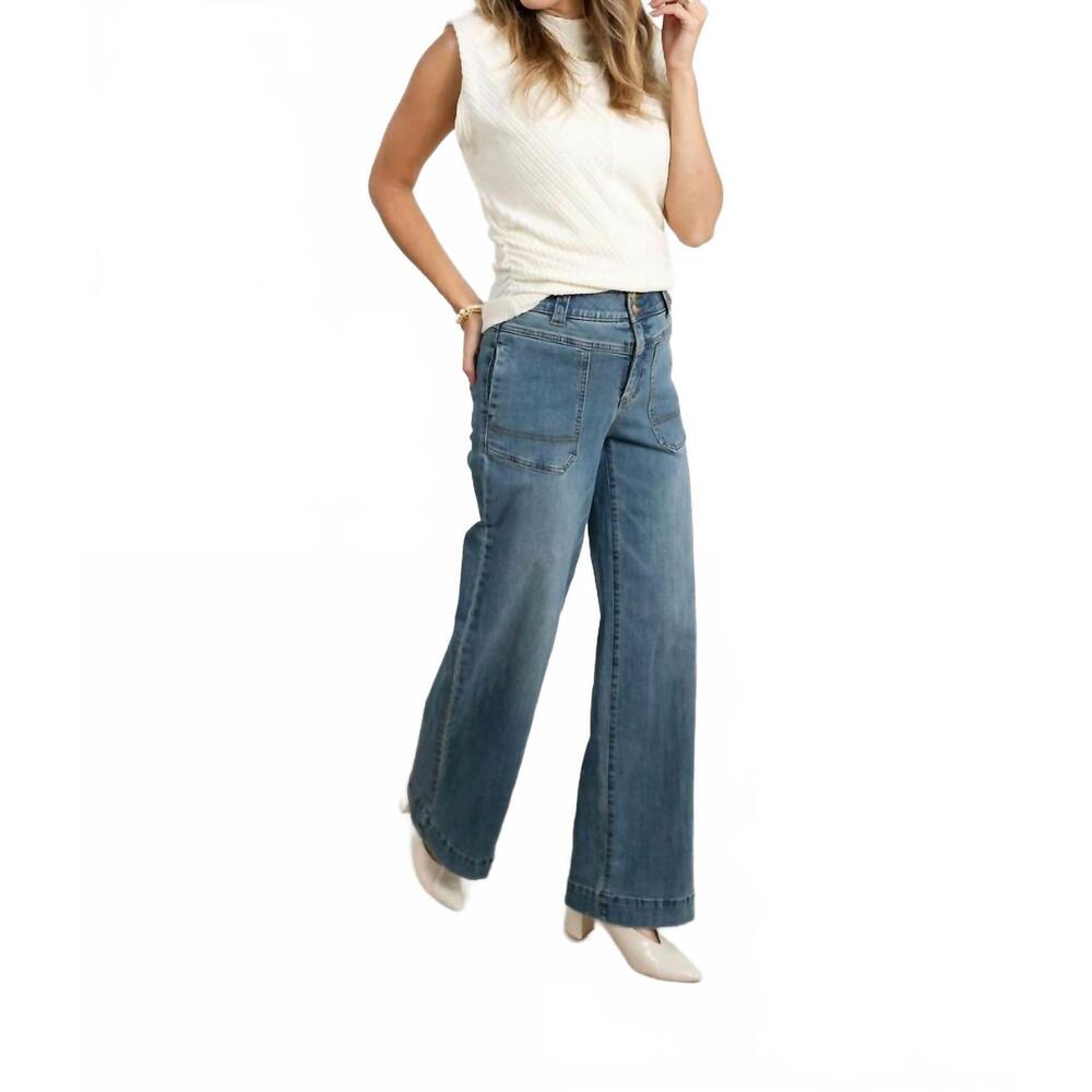 NEW MAC & ME porkchop pocket wide leg jeans in medium blue